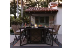Capri 72" Outdoor Firepit Bar Table With Two Bar Tables -Furniture Store 267631 grey wicker bistropub table room 53