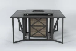 Capri 72" Outdoor Firepit Bar Table With Two Bar Tables