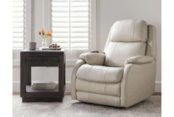 Palma Pearl Leather Power Wallaway Recliner With Heat, Massage, Power Headrest & Lumbar -Furniture Store 267661 white leather recliner room 59