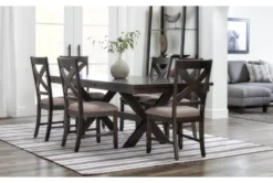 Pollie 72-90" Extension Dining With Side Chair Set For 6 -Furniture Store 267681 black fabric dining set room 71