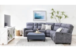 Perch II 40" Fabric Large Square Storage Ottoman -Furniture Store 268464 blue fabric ottoman room 62