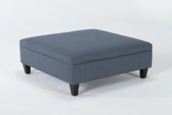 Perch II 40" Fabric Large Square Storage Ottoman -Furniture Store 268464 blue fabric ottoman side 18