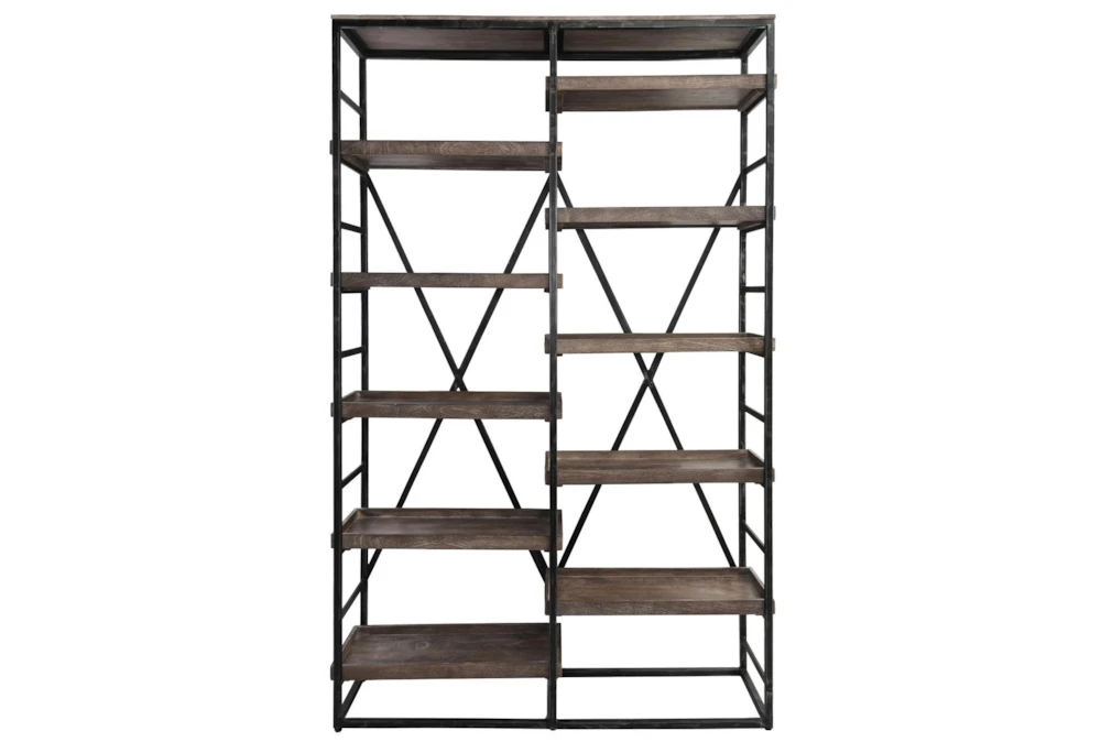 Mango + Iron Industrial 60" Double Bookcase 4 Mango + Iron Industrial 60" Double Bookcase - Image 2