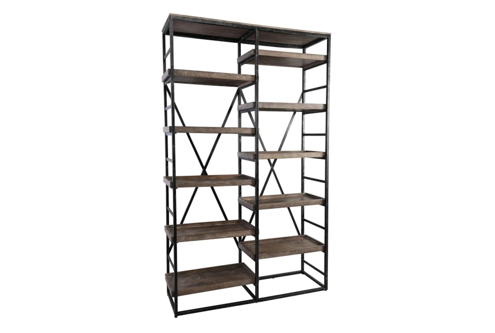 Mango + Iron Industrial 60" Double Bookcase 3 Mango + Iron Industrial 60" Double Bookcase