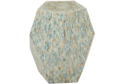 16" Shell Pentagon Faceted Multi-Color Drum Accent Table -Furniture Store 270020 multicolor mother of pearl accent table material 76