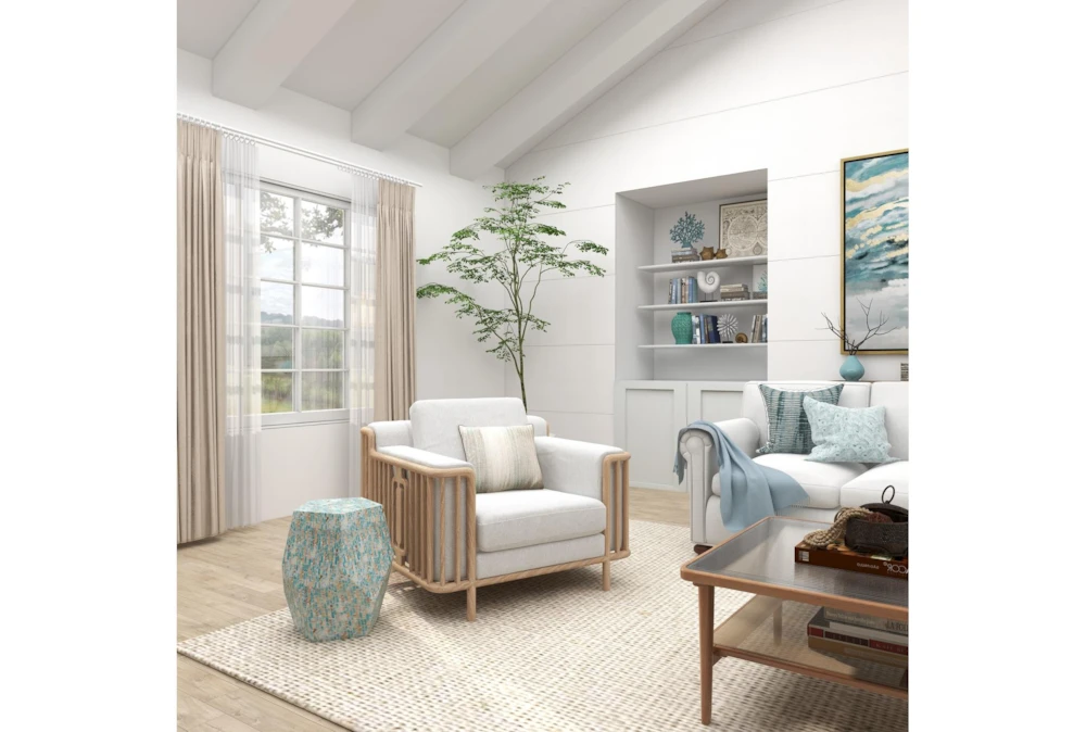 16" Shell Pentagon Faceted Multi-Color Drum Accent Table - Image 7