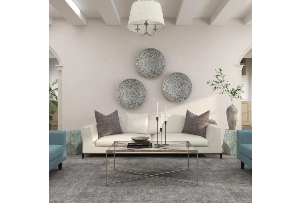 16" Shell Pentagon Faceted Multi-Color Drum Accent Table - Image 15