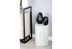 13" Natural Wood And Shell Round Faceted Multi-Color Accent Table 19 13" Natural Wood And Shell Round Faceted Multi-Color Accent Table -Furniture Store 270022 blue mother of pearl accent table room 85