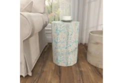 13" Natural Wood And Shell Round Faceted Multi-Color Accent Table 23 13" Natural Wood And Shell Round Faceted Multi-Color Accent Table -Furniture Store 270022 blue mother of pearl accent table room 89