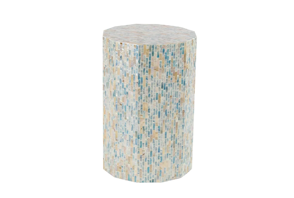 13" Natural Wood And Shell Round Faceted Multi-Color Accent Table 3 13" Natural Wood And Shell Round Faceted Multi-Color Accent Table
