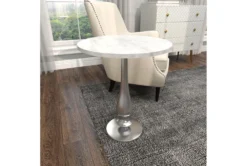 20" Round Silver And Marble Pedestal Accent Table -Furniture Store 270032 white marble accent table room 89