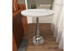 20" Round Silver And Marble Pedestal Accent Table -Furniture Store 270032 white marble accent table room 90