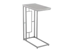 Contemporary Stained Iron And Mdf Wood Rectangular Accent Table -Furniture Store 270040 grey metal accent table front 02