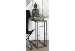 Contemporary Stained Iron And Mdf Wood Rectangular Accent Table -Furniture Store 270040 grey metal accent table room 85