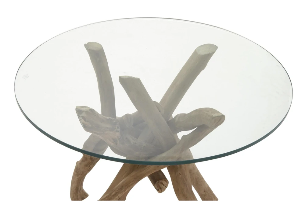 Natural Driftwood Logs And Glass Accent Table 4 Natural Driftwood Logs And Glass Accent Table - Image 2