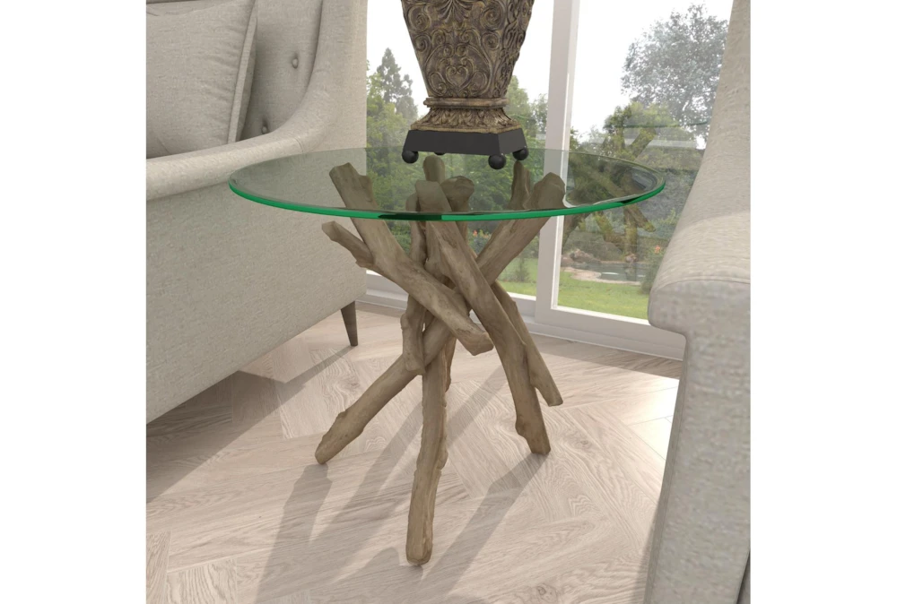 Natural Driftwood Logs And Glass Accent Table 10 Natural Driftwood Logs And Glass Accent Table - Image 8