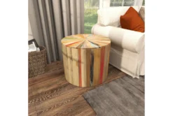 Light Brown Reclaimed Wood Drum Accent Table -Furniture Store 270332 brown reclaimed wood accent table room 89