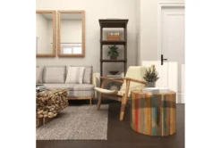 Light Brown Reclaimed Wood Drum Accent Table -Furniture Store 270332 brown reclaimed wood accent table room 92