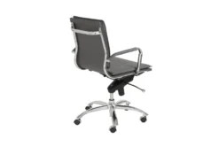 Skagen Grey Faux Leather And Chrome Low Back Desk Chair -Furniture Store 271924 grey leather office chair detail 46
