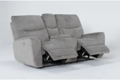 Ronan Oatmeal 77" Power Reclining Loveseat With Storage Console & USB 13 Ronan Oatmeal 77" Power Reclining Loveseat With Storage Console & USB -Furniture Store 272873 beige fabric console loveseat side 19