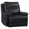Delacey Navy Leather Power Recliner With Power Headrest, Power Lumbar & USB