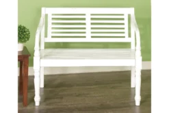 40" White Antiqued Wood Slat Back Bench 10 40" White Antiqued Wood Slat Back Bench -Furniture Store 276343 white multi media bench room 85