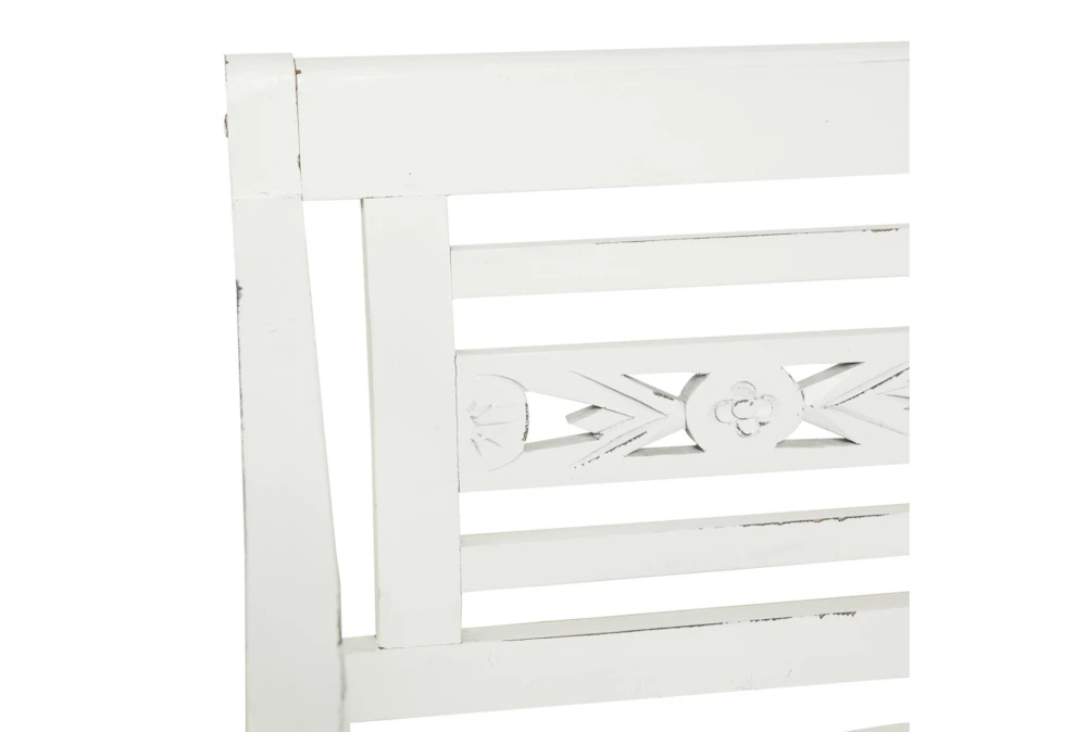 40" White Antiqued Wood Slat Back Bench 6 40" White Antiqued Wood Slat Back Bench - Image 4