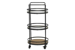 21" Round Iron 3 Tier Bar Cart -Furniture Store 276350 brown metal bar cart material 76