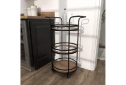 21" Round Iron 3 Tier Bar Cart -Furniture Store 276350 brown metal bar cart room 88
