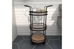 21" Round Iron 3 Tier Bar Cart -Furniture Store 276350 brown metal bar cart room 89