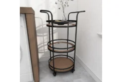 21" Round Iron 3 Tier Bar Cart -Furniture Store 276350 brown metal bar cart room 90