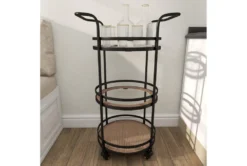 21" Round Iron 3 Tier Bar Cart -Furniture Store 276350 brown metal bar cart room 91