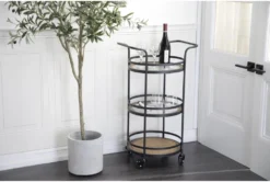 21" Round Iron 3 Tier Bar Cart -Furniture Store 276350 brown multi media bar cart room 85