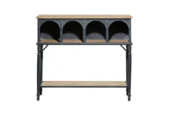 47" Metal + Wood Arched Front Console Table -Furniture Store 276385 black wood sofa table material 76