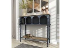 47" Metal + Wood Arched Front Console Table -Furniture Store 276385 black wood sofa table room 89