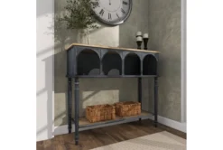 47" Metal + Wood Arched Front Console Table -Furniture Store 276385 black wood sofa table room 91