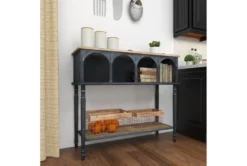 47" Metal + Wood Arched Front Console Table -Furniture Store 276385 black wood sofa table room 92