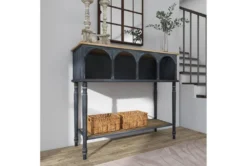47" Metal + Wood Arched Front Console Table -Furniture Store 276385 black wood sofa table room 93