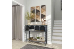 47" Metal + Wood Arched Front Console Table -Furniture Store 276385 black wood sofa table room 94