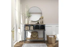 47" Metal + Wood Arched Front Console Table -Furniture Store 276385 black wood sofa table room 95