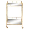 30" Gold + Mirror Bamboo Detail Square Bar Cart -Furniture Store 276401 gold multi media bar cart signature 01