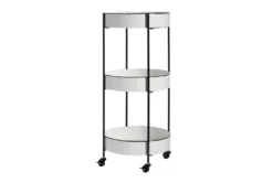 Round White Iron 3 Tier Farmhouse Rolling Storage Cart -Furniture Store 276490 white metal bar cart back 82