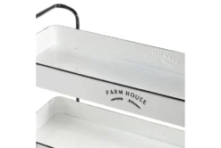 Rectangular White Iron 3 Tier Farmhouse Rolling Storage Cart -Furniture Store 276491 white multi media bar cart detail 44