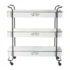 Rectangular White Iron 3 Tier Farmhouse Rolling Storage Cart -Furniture Store 276491 white multi media bar cart signature 01