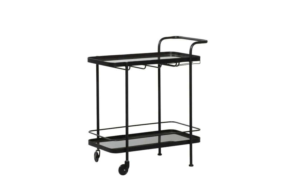 Black Metal + Glass Bar Cart 3 Black Metal + Glass Bar Cart