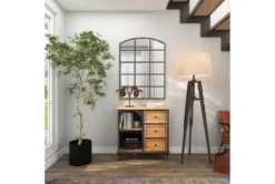 31" Metal + Wood Arched Front Cabinet -Furniture Store 276495 brown wood cabinet room 86