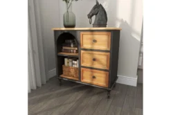 31" Metal + Wood Arched Front Cabinet -Furniture Store 276495 brown wood cabinet room 88