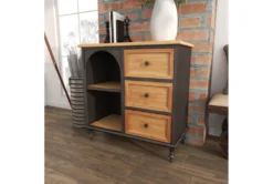 31" Metal + Wood Arched Front Cabinet -Furniture Store 276495 brown wood cabinet room 89