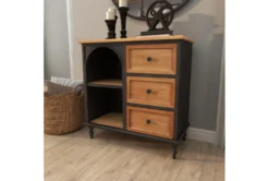 31" Metal + Wood Arched Front Cabinet -Furniture Store 276495 brown wood cabinet room 90