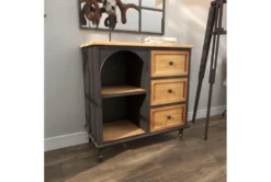 31" Metal + Wood Arched Front Cabinet -Furniture Store 276495 brown wood cabinet room 91